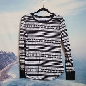 Women's Blue White Striped Long Sleeve Shirt